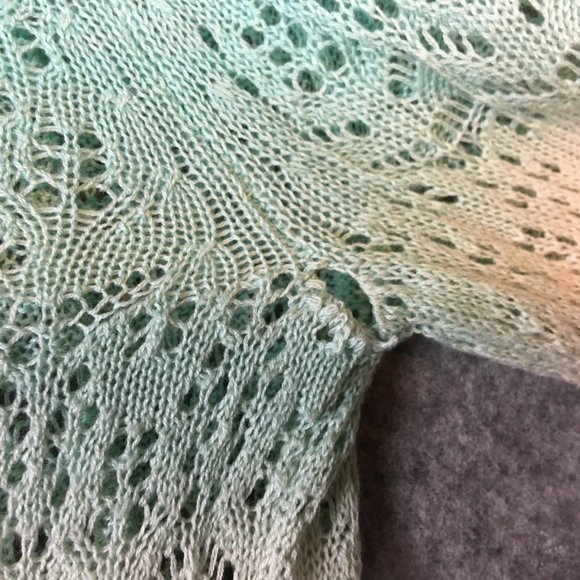 Cynthia Rowley Sweater S Cardigan Dip Dye Cotton Blend Blue Green Open Knit - Picture 9 of 12